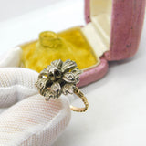 Georgian 18ct Gold & Silver Set Old Mine Cut Diamond Floral Ring c1810 Antique