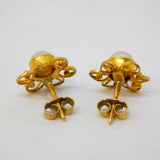19th Century 18ct Gold Pearl Set Filigree Stud Earrings Antique c1890