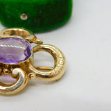 George III 9ct Yellow Gold Quatrefoil Amethyst Brooch Antique c1820