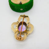 George III 9ct Yellow Gold Quatrefoil Amethyst Brooch Antique c1820