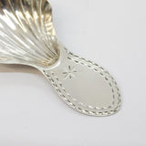 George III Sterling Silver Bright Cut Shell Tea Caddy Spoon Antique 1785 London