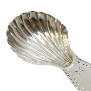 George III Sterling Silver Bright Cut Shell Tea Caddy Spoon Antique 1785 London