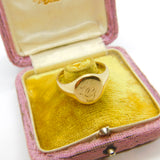 9ct Yellow Gold Gents Signet Ring JG Initial Vintage 1965 Birmingham Size T UK