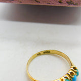Victorian 18ct Yellow Gold Five-Stone Cabochon Turquoise Band Ring c1890 Antique