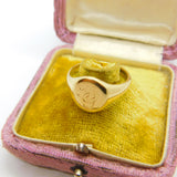 9ct Yellow Gold Gents Signet Ring JG Initial Vintage 1965 Birmingham Size T UK
