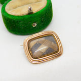 George III 9ct Gold & Woven Hair Set Mourning Brooch Antique c1820
