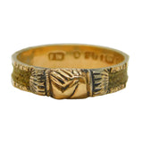 Victorian 9ct Gold Clasped Hands 'Fede' Hair Set Mourning Ring Antique 1867