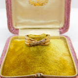 9ct Yellow Gold 0.04ct Diamond Crossover Band Ring Vintage c1970 Size J UK