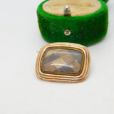 George III 9ct Gold & Woven Hair Set Mourning Brooch Antique c1820