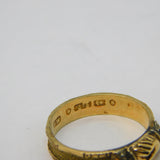 Victorian 9ct Gold Clasped Hands 'Fede' Hair Set Mourning Ring Antique 1867