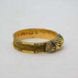 Victorian 9ct Gold Clasped Hands 'Fede' Hair Set Mourning Ring Antique 1867