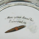 Edwardian Sterling Silver Mounted Aynsley Ceramic Novelty Ashtray Antique 1905
