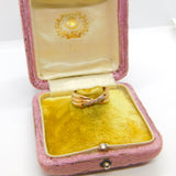 9ct Yellow Gold 0.04ct Diamond Crossover Band Ring Vintage c1970 Size J UK