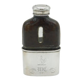 Victorian Sterling Silver & Leather Children's Hip Flask Antique 1874 London