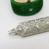 14ct White Gold & 0.25ct Diamond Art Deco Style Brooch Vintage c1970