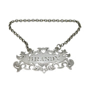 Nathaniel Mills Victorian Sterling Silver Brandy Decanter Label Antique 1852 Birmingham