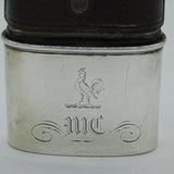 Victorian Sterling Silver & Leather Children's Hip Flask Antique 1874 London