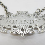 Nathaniel Mills Victorian Sterling Silver Brandy Decanter Label Antique 1852 Birmingham