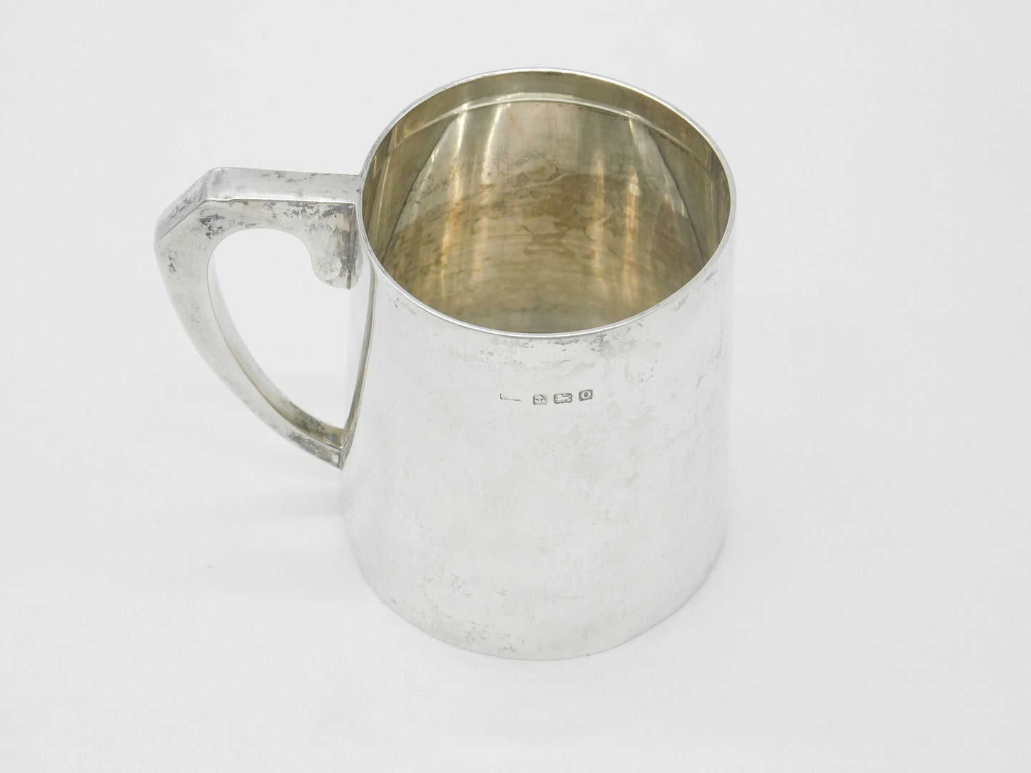 Sterling Silver Half Pint Tankard Christening Mug Antique 1913 Birmingham Deco