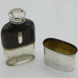 Victorian Sterling Silver & Leather Children's Hip Flask Antique 1874 London