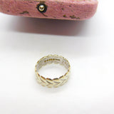 9ct White Gold Woven Leaf Pattern Band Ring London 1970 Vintage Size J UK