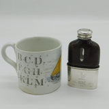 Victorian Sterling Silver & Leather Children's Hip Flask Antique 1874 London