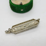 14ct White Gold & 0.25ct Diamond Art Deco Style Brooch Vintage c1970