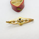 Edwardian 9ct Gold, Aquamarine & Seed Pearl Sweetheart Brooch Antique c1910