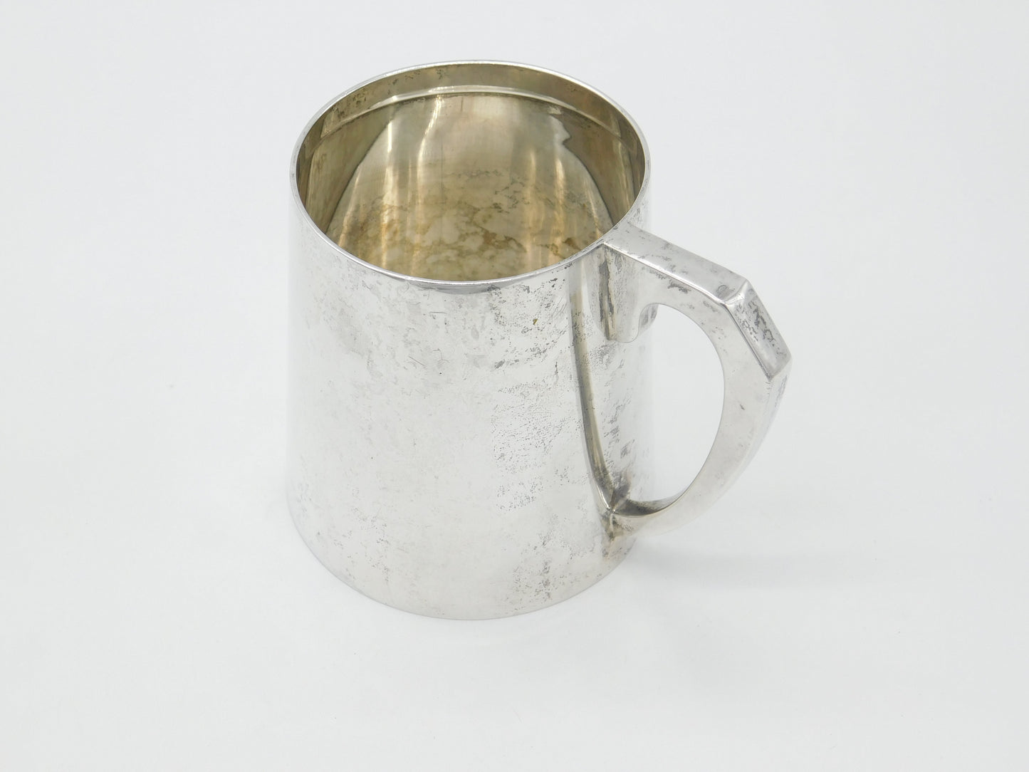 Sterling Silver Half Pint Tankard Christening Mug Antique 1913 Birmingham Deco