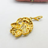 Edwardian 9ct Yellow Gold Seed Pearl Set Floral Drop Pendant Antique c1910
