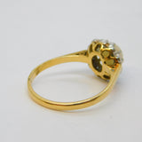 Victorian 18ct Yellow Gold, Opal & Diamond Floral Engagement Ring Antique