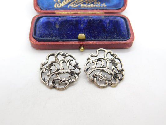 Pair of Victorian Sterling Silver Art Nouveau Buttons c1890 Thomas White