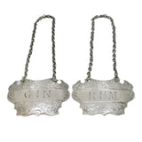 Victorian Sterling Silver Rum & Gin Decanter Label Antique 1857 Birmingham