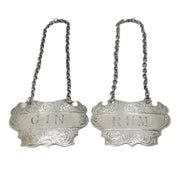 Victorian Sterling Silver Rum & Gin Decanter Label Antique 1857 Birmingham