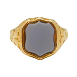 Victorian 18ct Yellow Gold Shield Carved Sardonyx Signet Ring Antique c1880s