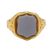 Victorian 18ct Yellow Gold Shield Carved Sardonyx Signet Ring Antique c1880s