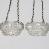 Victorian Sterling Silver Rum & Gin Decanter Label Antique 1857 Birmingham