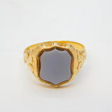 Victorian 18ct Yellow Gold Shield Carved Sardonyx Signet Ring Antique c1880s