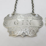 Victorian Sterling Silver Rum & Gin Decanter Label Antique 1857 Birmingham