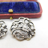 Pair of Victorian Sterling Silver Art Nouveau Buttons c1890 Thomas White