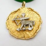 9ct Bi-Colour Gold Sagittarius the Archer Zodiac Medallion Pendant Vintage c1980