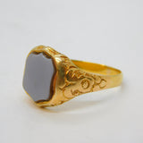 Victorian 18ct Yellow Gold Shield Carved Sardonyx Signet Ring Antique c1880s