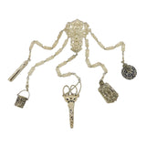 19th Century Ornate Silver Plated Sewing Chatelaine & Tools Antique c1860s