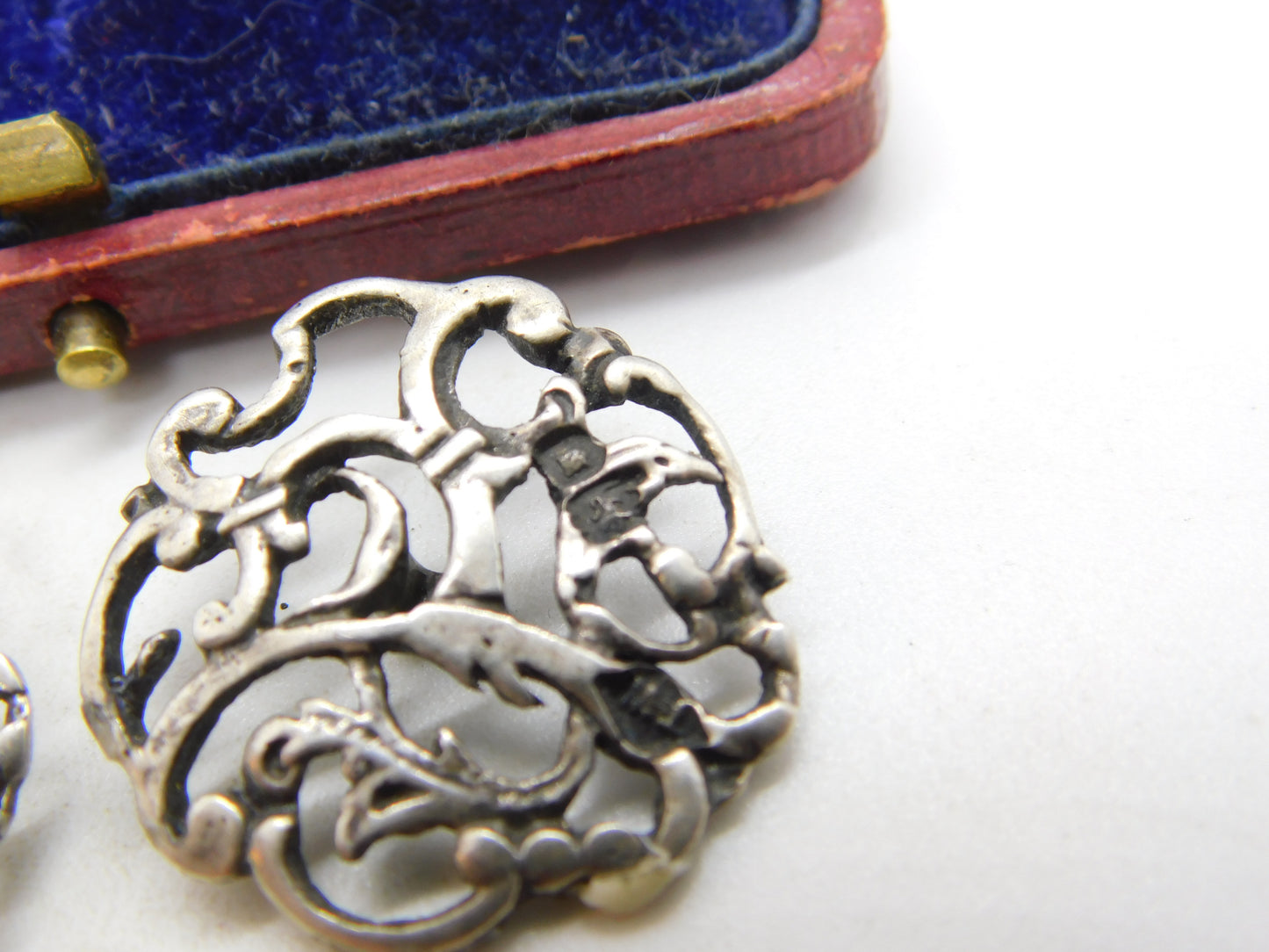 Pair of Victorian Sterling Silver Art Nouveau Buttons c1890 Thomas White