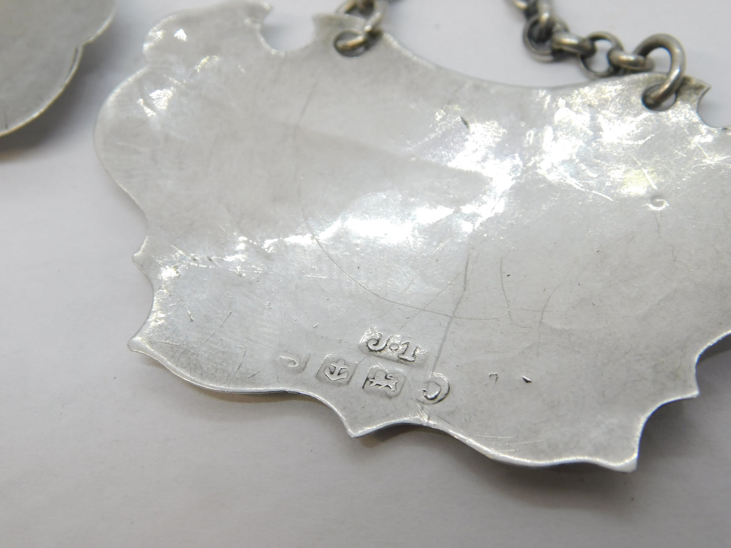 Victorian Sterling Silver Rum & Gin Decanter Label Antique 1857 Birmingham