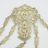 19th Century Ornate Silver Plated Sewing Chatelaine & Tools Antique c1860s