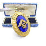 Large Sterling Silver Gilt & Enamel London Masonic Steward Fob Medal 1950 London