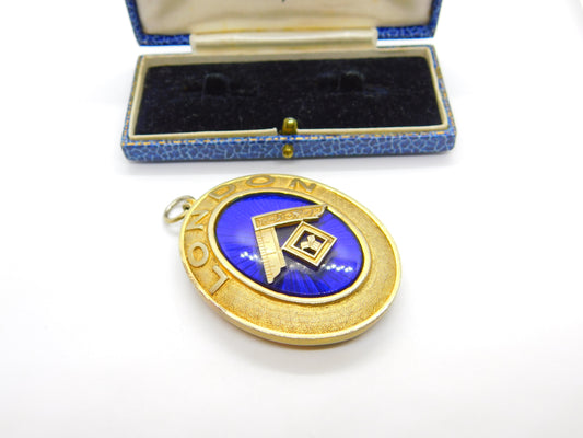 Large Sterling Silver Gilt & Enamel London Masonic Steward Fob Medal 1950 London