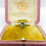 9ct White Gold & Blue Imperial Topaz Solitaire Ring Vintage c1990 Birmingham