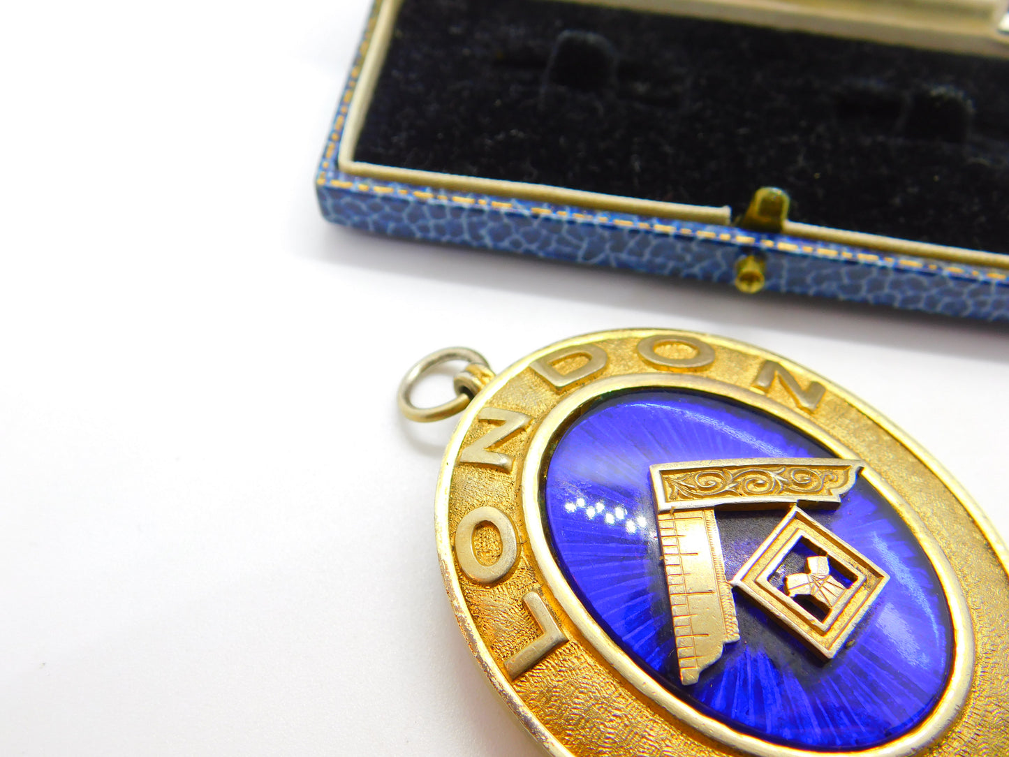 Large Sterling Silver Gilt & Enamel London Masonic Steward Fob Medal 1950 London